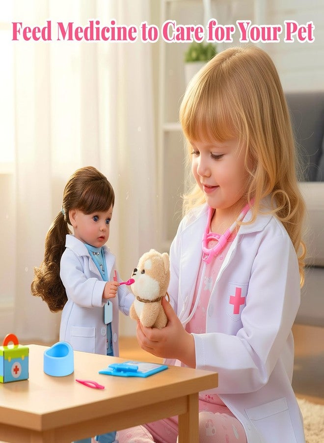 BABESIDE دمية طفلة واقعية من بيبي سايد الأمريكية - مجموعة لعب طبيبة بيطرية بطول 16 بوصة مع ذيل حصان بني طويل، تتضمن جميع ملحقات اللعبة، مناسبة كهدية عيد ميلاد أو للعب التخيلي أو حتى عيد الميلاد. - Image 3